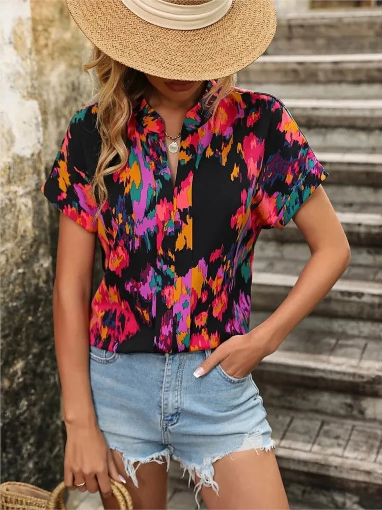 Loraine | Blouse colorée avec imprimé ludique