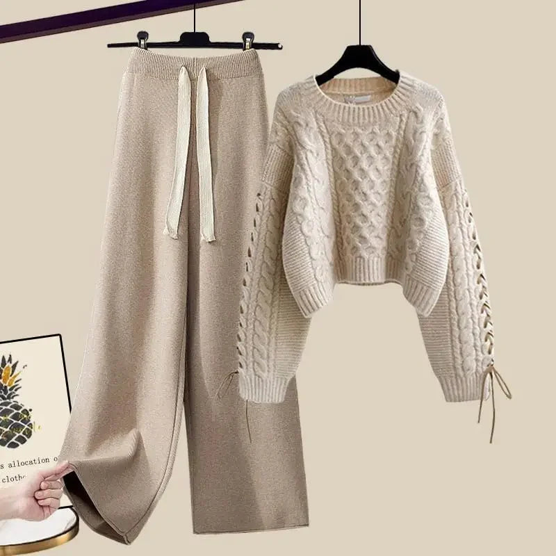 Juliette – Ensemble Deux Pièces Pour Femmes Avec Pull Et Pantalon Large, Chaud Et Confortable