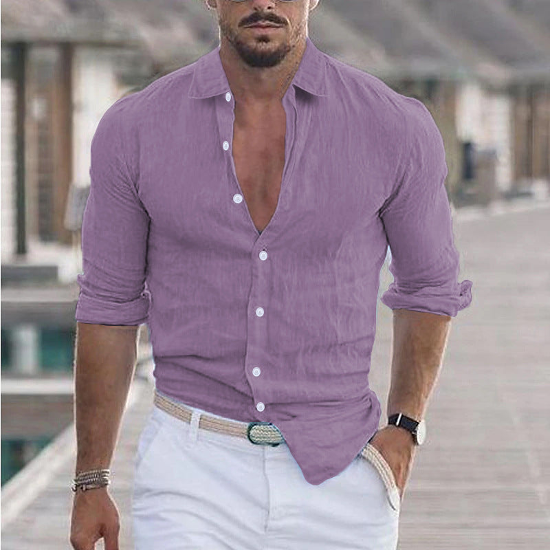 Sander - Chemise en Lin pour Hommes - Respirant - Style Décontracté