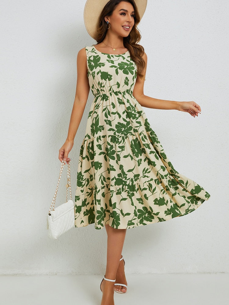 Airine - Robe Midi à Fleurs - Coupe Élégante - Femmes