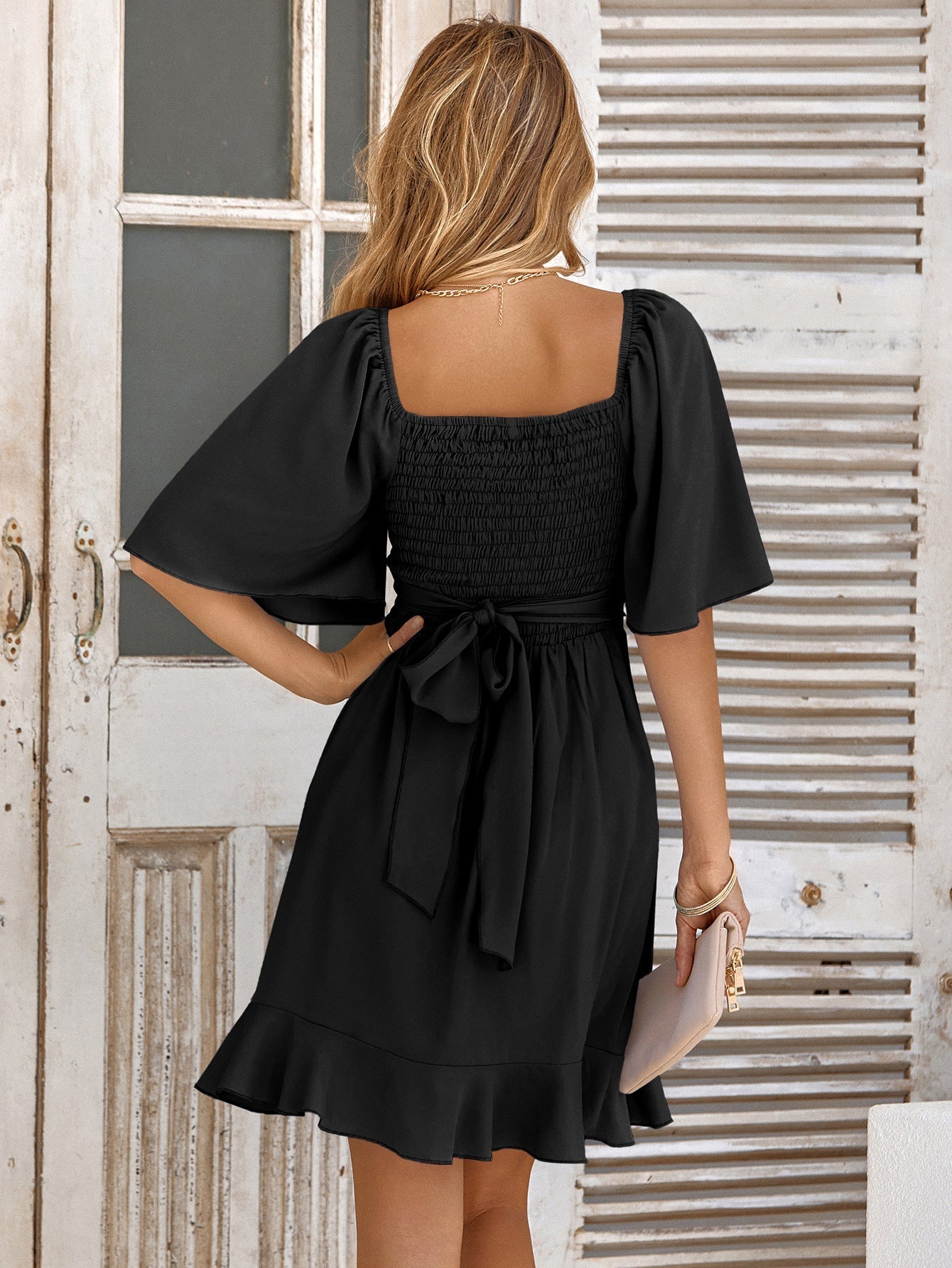 Joelle - Robe Mini Wikkel - Style Élégante et Ludique - Noir - Femmes