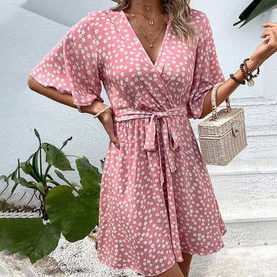 Joice - Robe Mini Fleurs - Flatteuse et Légère - Rose - Femmes