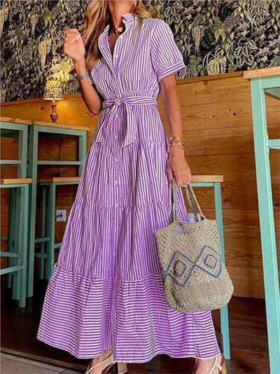 Janice | Robe maxi rayée élégante