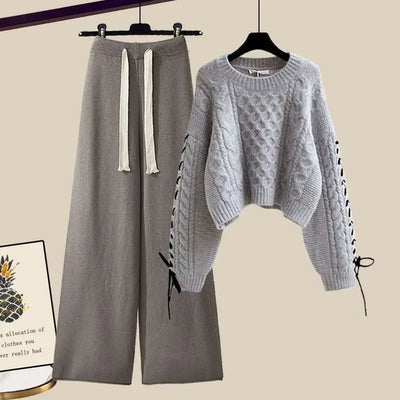Juliette – Ensemble Deux Pièces Pour Femmes Avec Pull Et Pantalon Large, Chaud Et Confortable