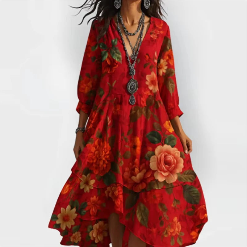 Shanae – Robe Midi Élégante Avec Imprimé Floral