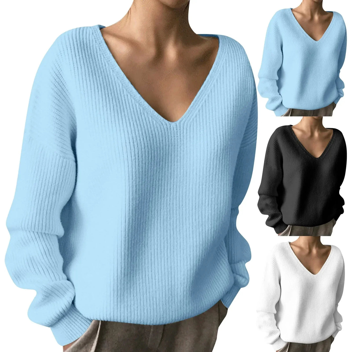 Ariane - Pull Oversize À Manches Longues Et Col En V Profond