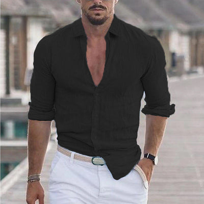 Sander - Chemise en Lin pour Hommes - Respirant - Style Décontracté