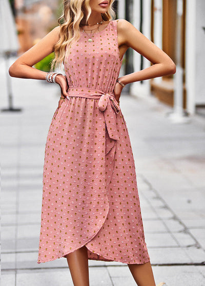 Amelie - Robe Midi à pois - Élégance ludique - Rose - Femmes