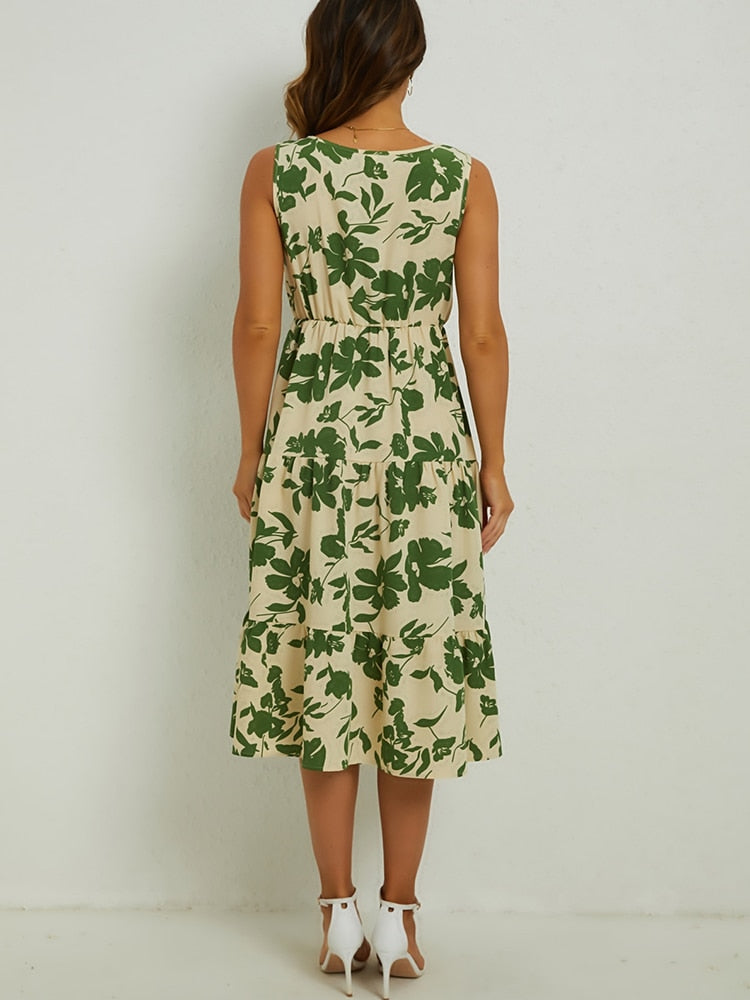 Airine - Robe Midi à Fleurs - Coupe Élégante - Femmes