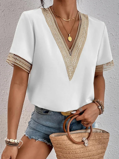 Davina | Blouse élégante avec des détails en dentelle luxueuse
