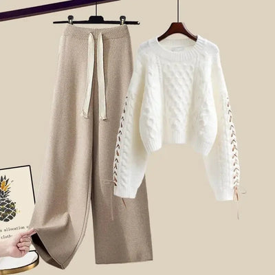 Juliette – Ensemble Deux Pièces Pour Femmes Avec Pull Et Pantalon Large, Chaud Et Confortable
