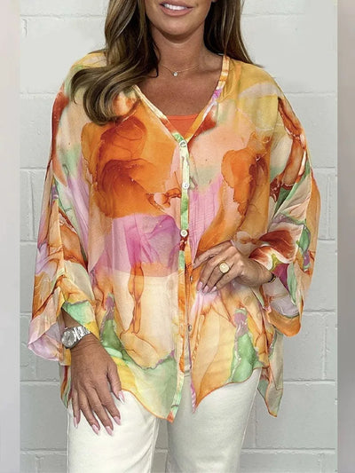 Steph | Blouse oversized élégante avec imprimé aquarelle