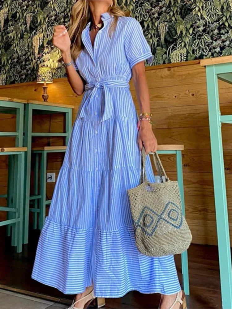Janice | Robe maxi rayée élégante