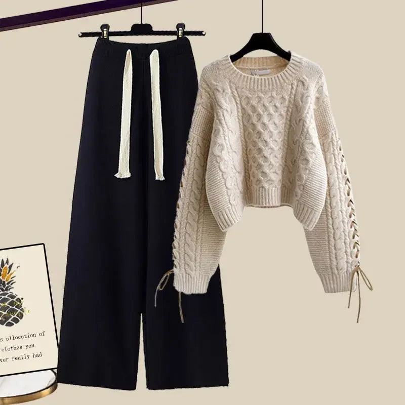 Juliette – Ensemble Deux Pièces Pour Femmes Avec Pull Et Pantalon Large, Chaud Et Confortable