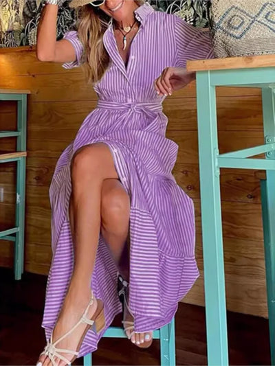 Janice | Robe maxi rayée élégante
