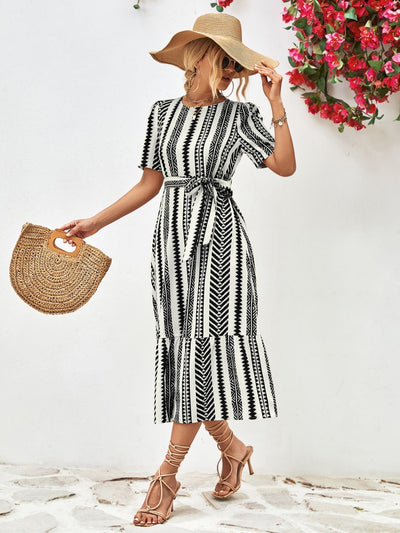 Jasmijn - Robe Midi Rayée - Chic et Élégante - Femmes
