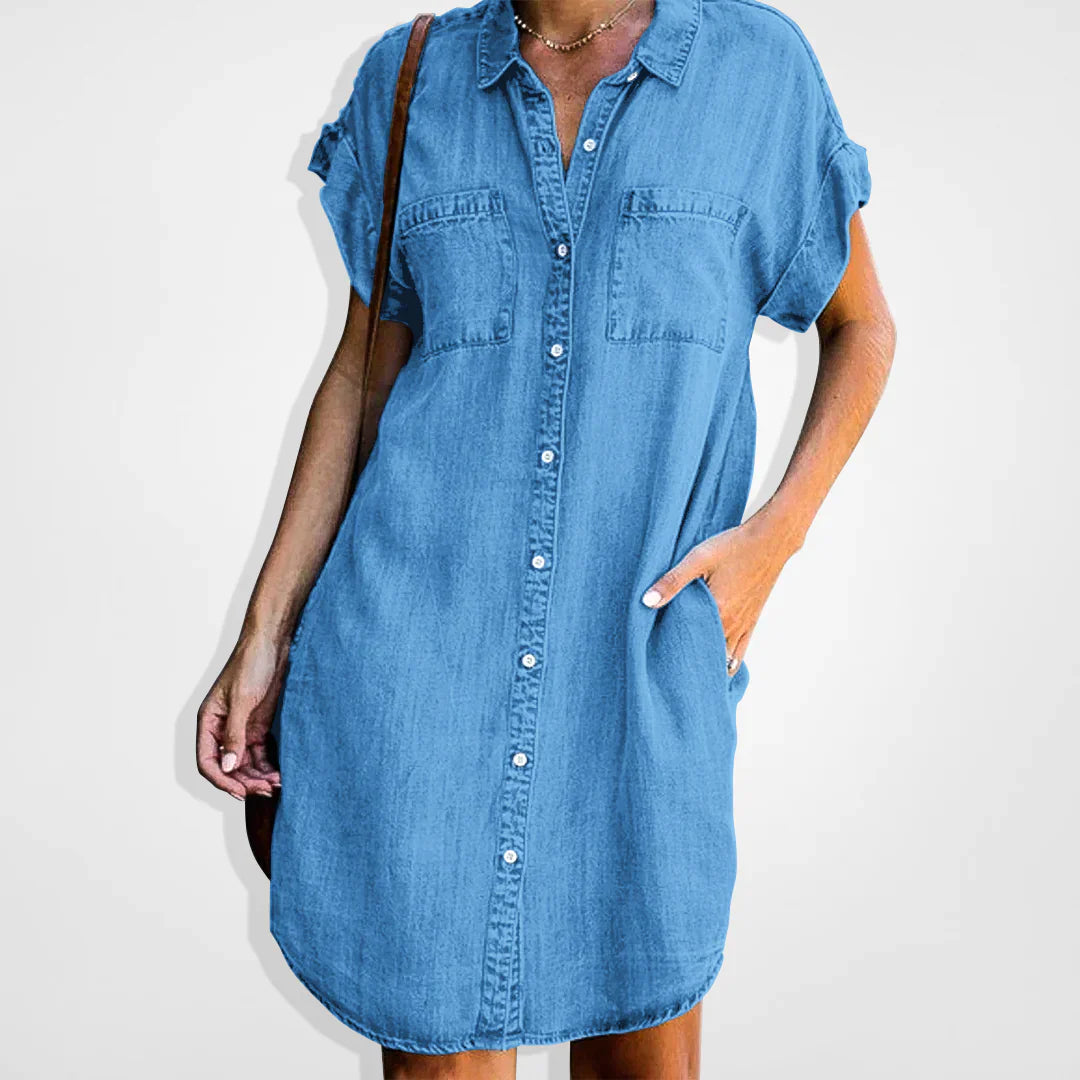 Viviane – Robe En Denim Décontractée Avec Une Touche Moderne