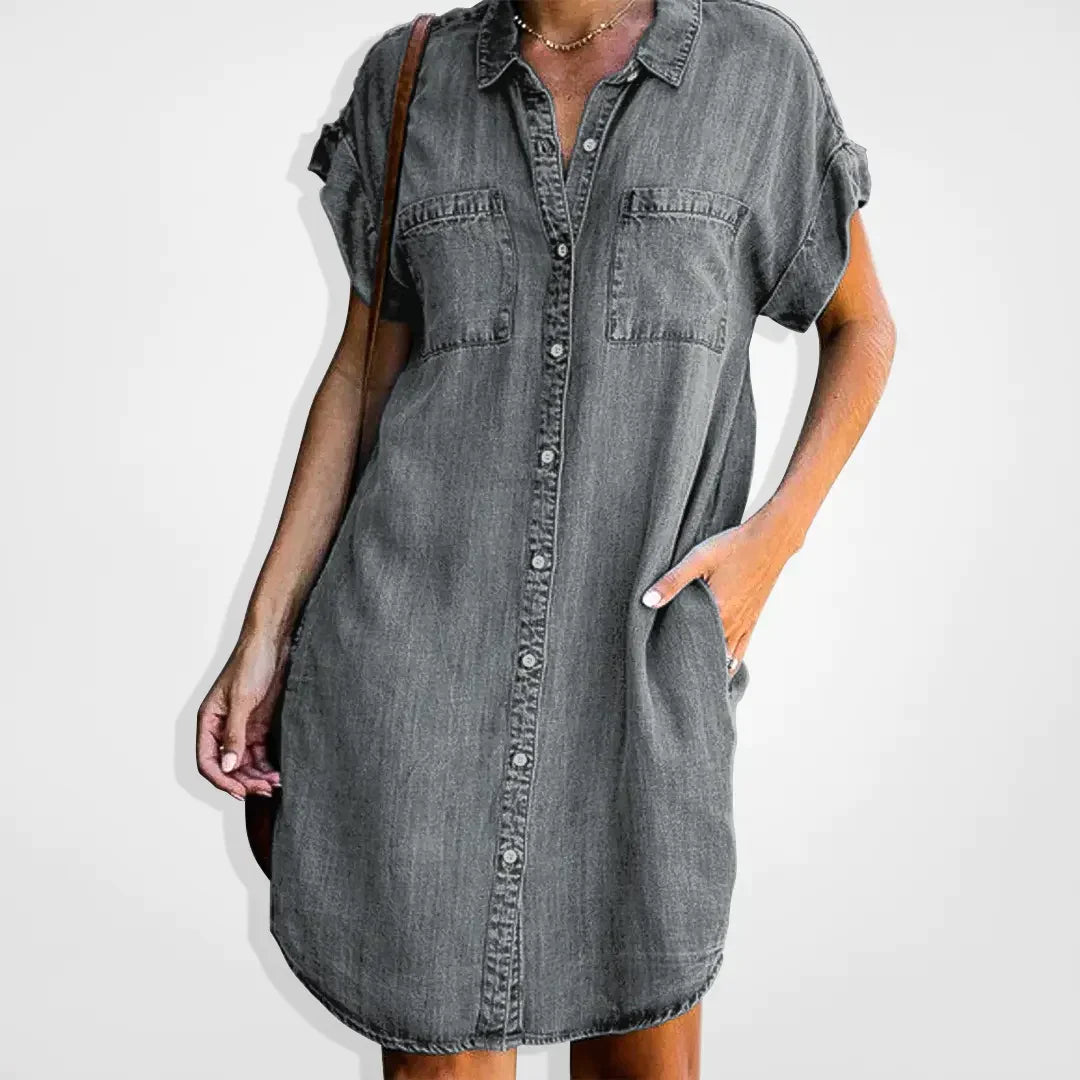 Viviane – Robe En Denim Décontractée Avec Une Touche Moderne