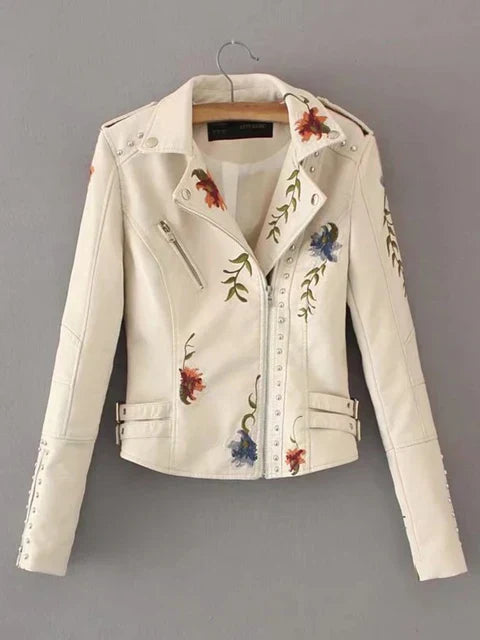 Florine - Veste En Faux Cuir Brodée