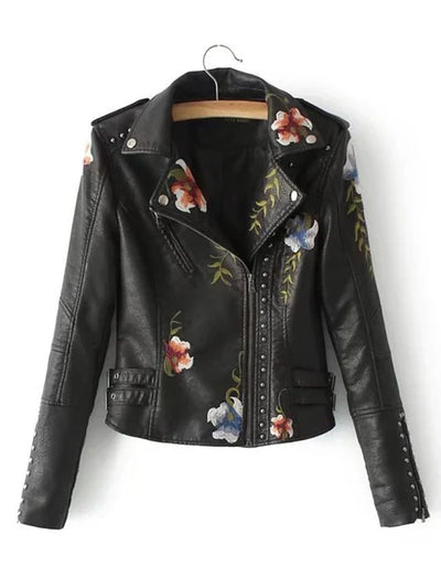 Florine - Veste En Faux Cuir Brodée