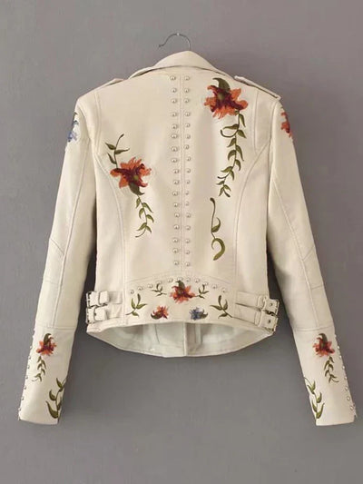 Florine - Veste En Faux Cuir Brodée