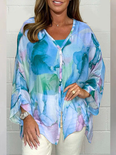 Steph | Blouse oversized élégante avec imprimé aquarelle