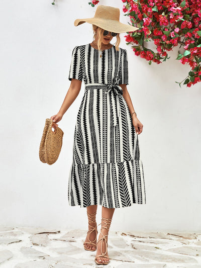 Jasmijn - Robe Midi Rayée - Chic et Élégante - Femmes
