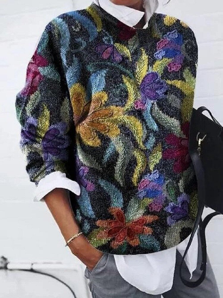 Geneviève - Pull Floral À La Mode