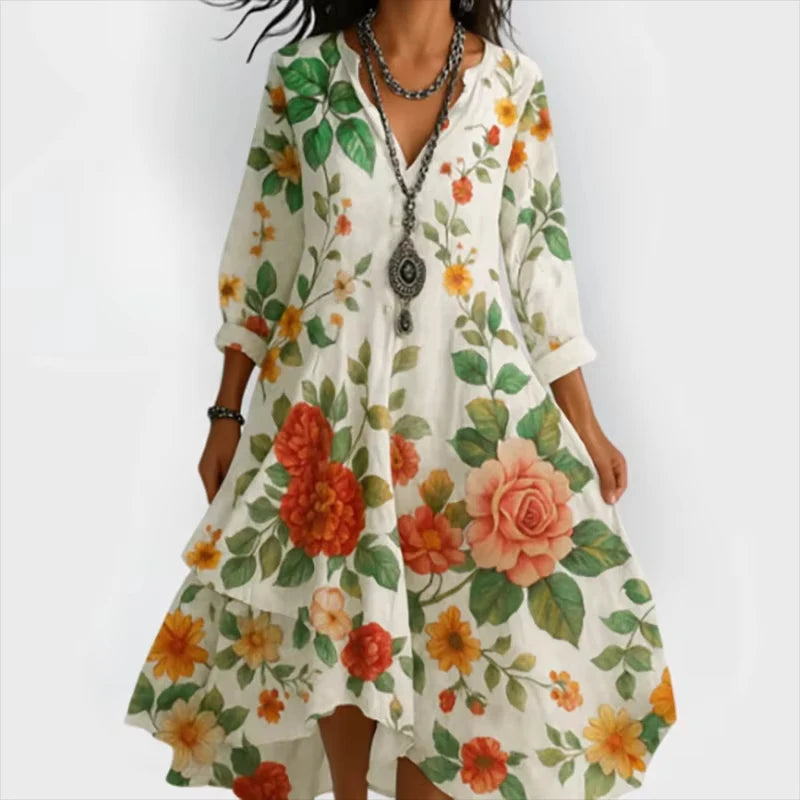 Shanae – Robe Midi Élégante Avec Imprimé Floral