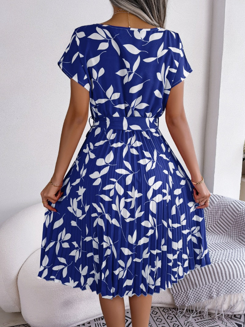 Sharla - Robe Midi Imprimée - Chic et Polyvalente - Bleu - Femmes