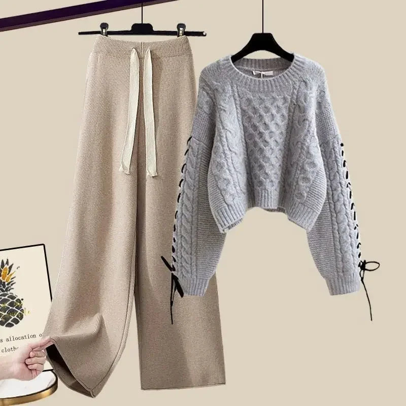 Juliette – Ensemble Deux Pièces Pour Femmes Avec Pull Et Pantalon Large, Chaud Et Confortable