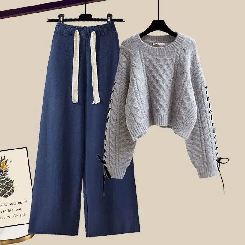 Juliette – Ensemble Deux Pièces Pour Femmes Avec Pull Et Pantalon Large, Chaud Et Confortable