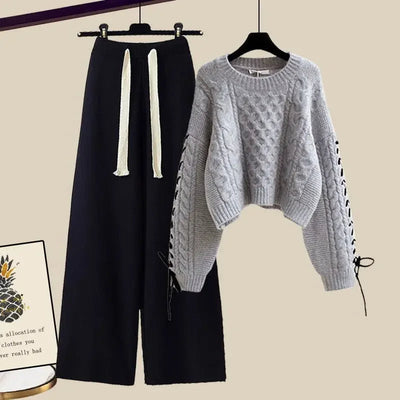 Juliette – Ensemble Deux Pièces Pour Femmes Avec Pull Et Pantalon Large, Chaud Et Confortable