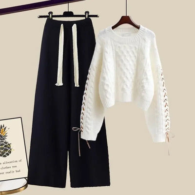 Juliette – Ensemble Deux Pièces Pour Femmes Avec Pull Et Pantalon Large, Chaud Et Confortable