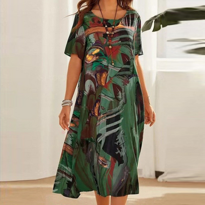 Serafina | Robe midi élégante avec imprimé abstrait