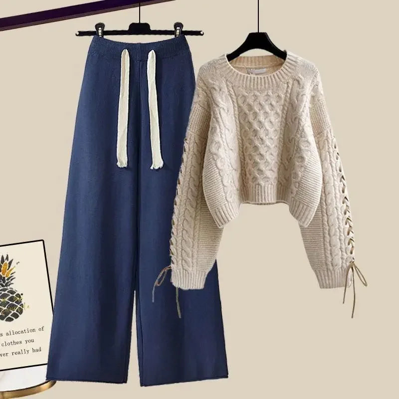 Juliette – Ensemble Deux Pièces Pour Femmes Avec Pull Et Pantalon Large, Chaud Et Confortable