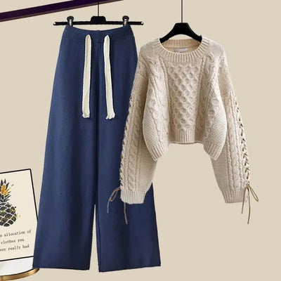 Juliette – Ensemble Deux Pièces Pour Femmes Avec Pull Et Pantalon Large, Chaud Et Confortable