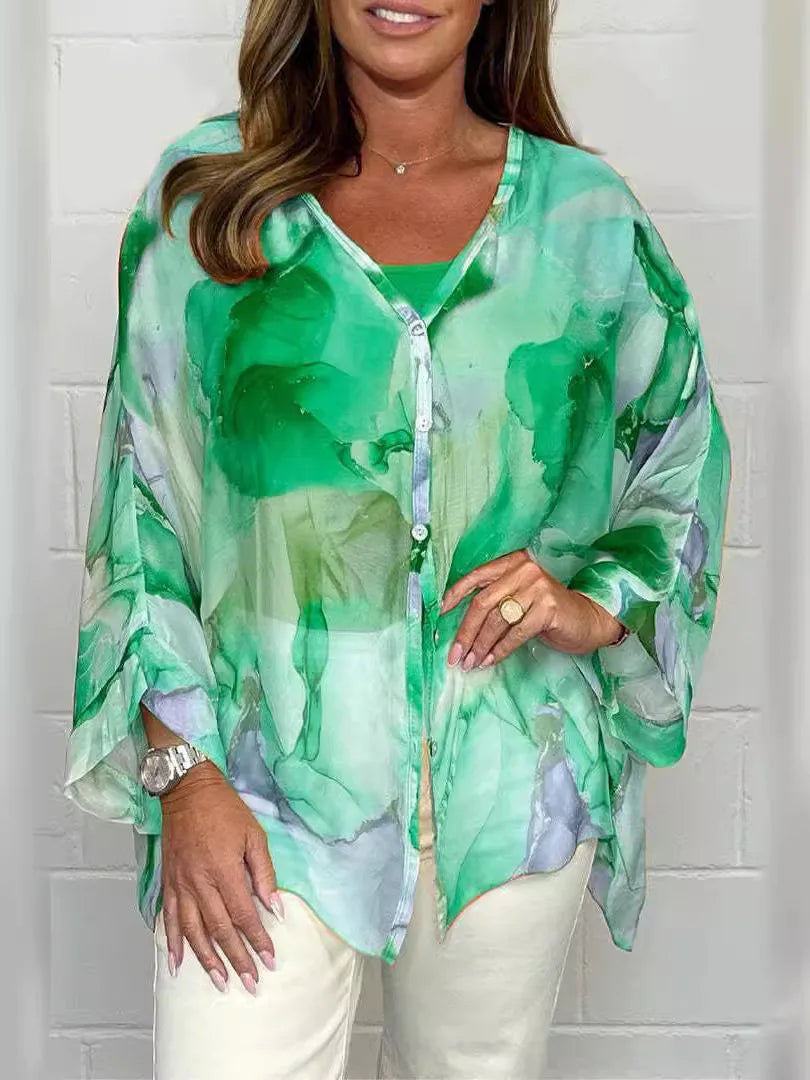 Steph | Blouse oversized élégante avec imprimé aquarelle