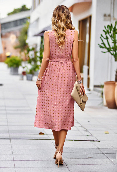 Amelie - Robe Midi à pois - Élégance ludique - Rose - Femmes
