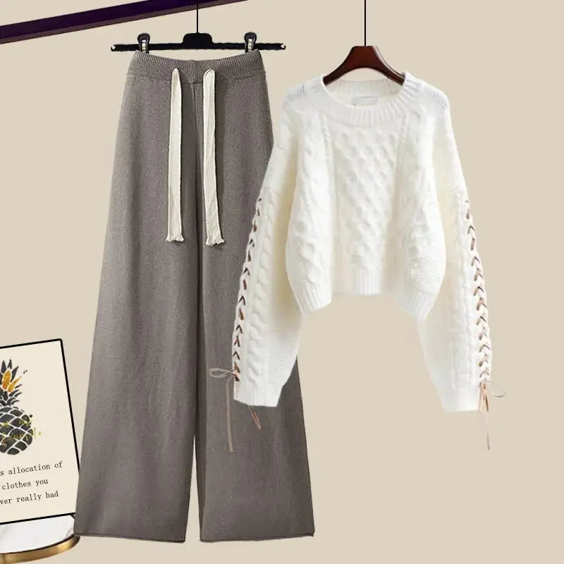 Juliette – Ensemble Deux Pièces Pour Femmes Avec Pull Et Pantalon Large, Chaud Et Confortable
