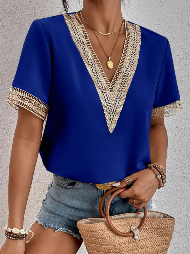 Davina | Blouse élégante avec des détails en dentelle luxueuse