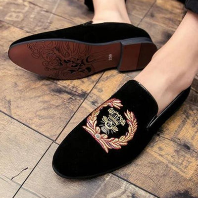 Benedict - Mocassins En Velours Avec Emblème Brodé