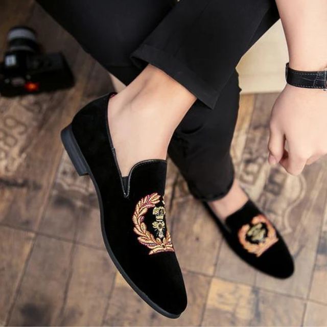 Benedict - Mocassins En Velours Avec Emblème Brodé