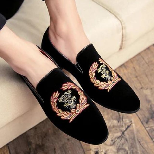 Benedict - Mocassins En Velours Avec Emblème Brodé