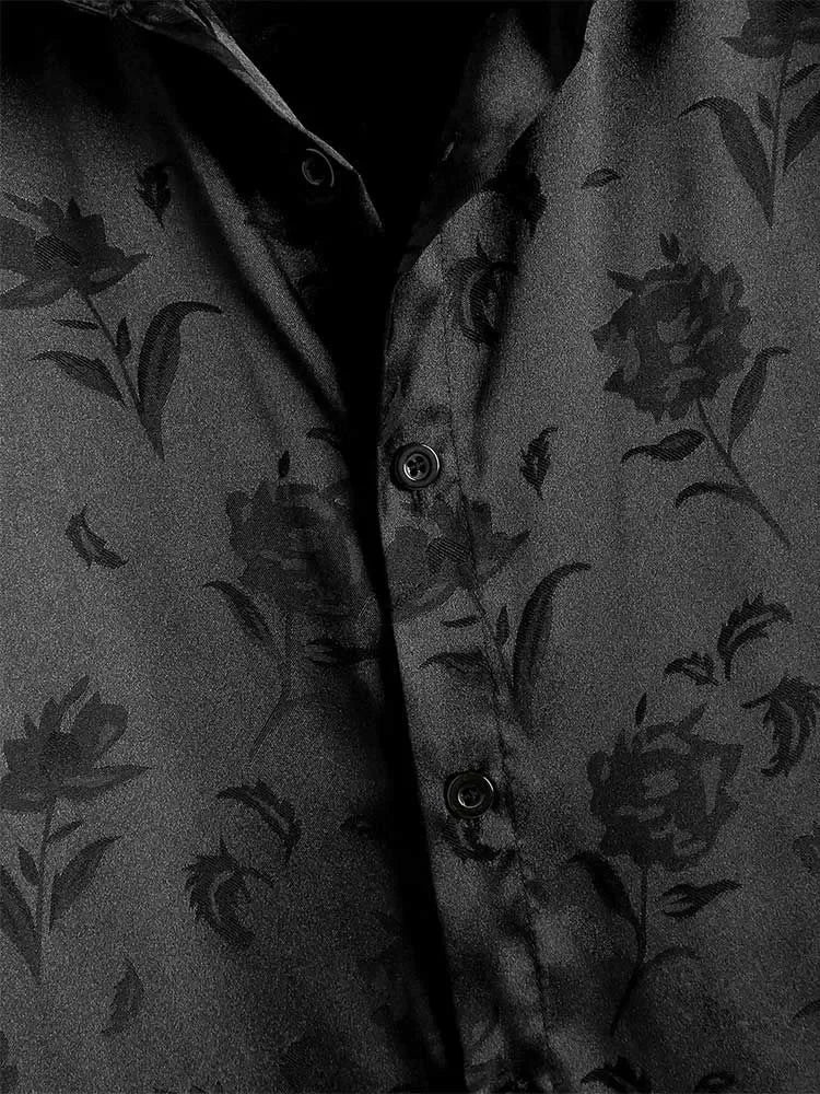 Vance - Chemise en Satin à Fleurs - Style Luxueux - Hommes