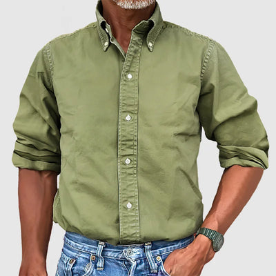 Hugo – Chemise Vintage Pour Hommes Avec Look Délavé Et Manches Longues