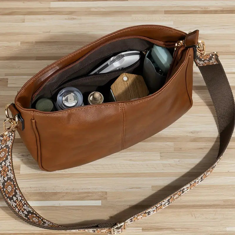 Sac à bandoulière pour femme - Cuir végétalien - Lanière réglable - Élégant & quotidien