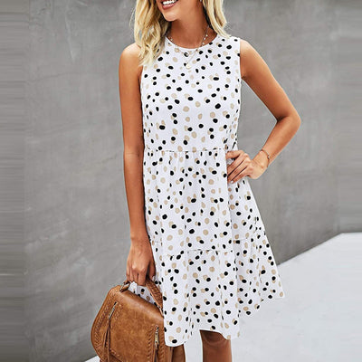 Mieka - Robe à pois ludique - Sans manches et en A - Femmes