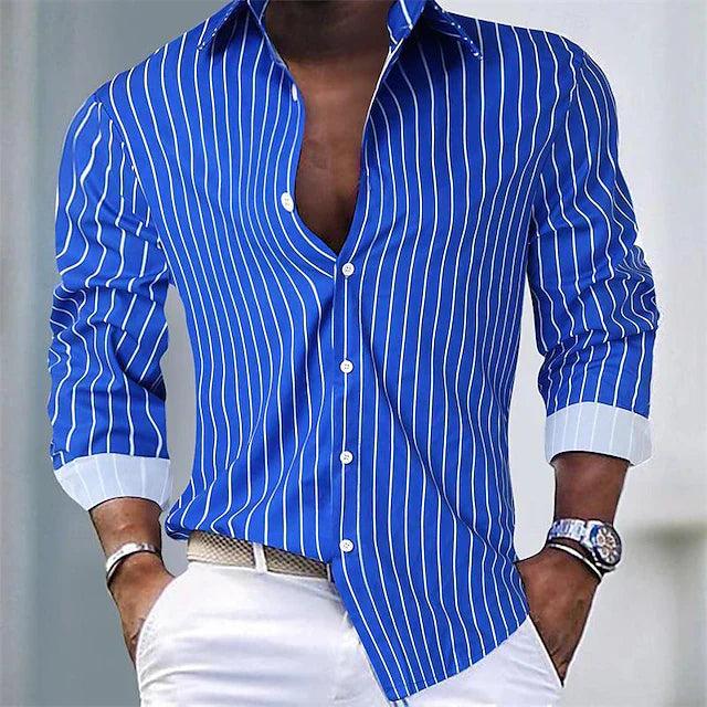 Chemise à manches longues pour hommes - Chemise décontractée en coton pour tous les jours