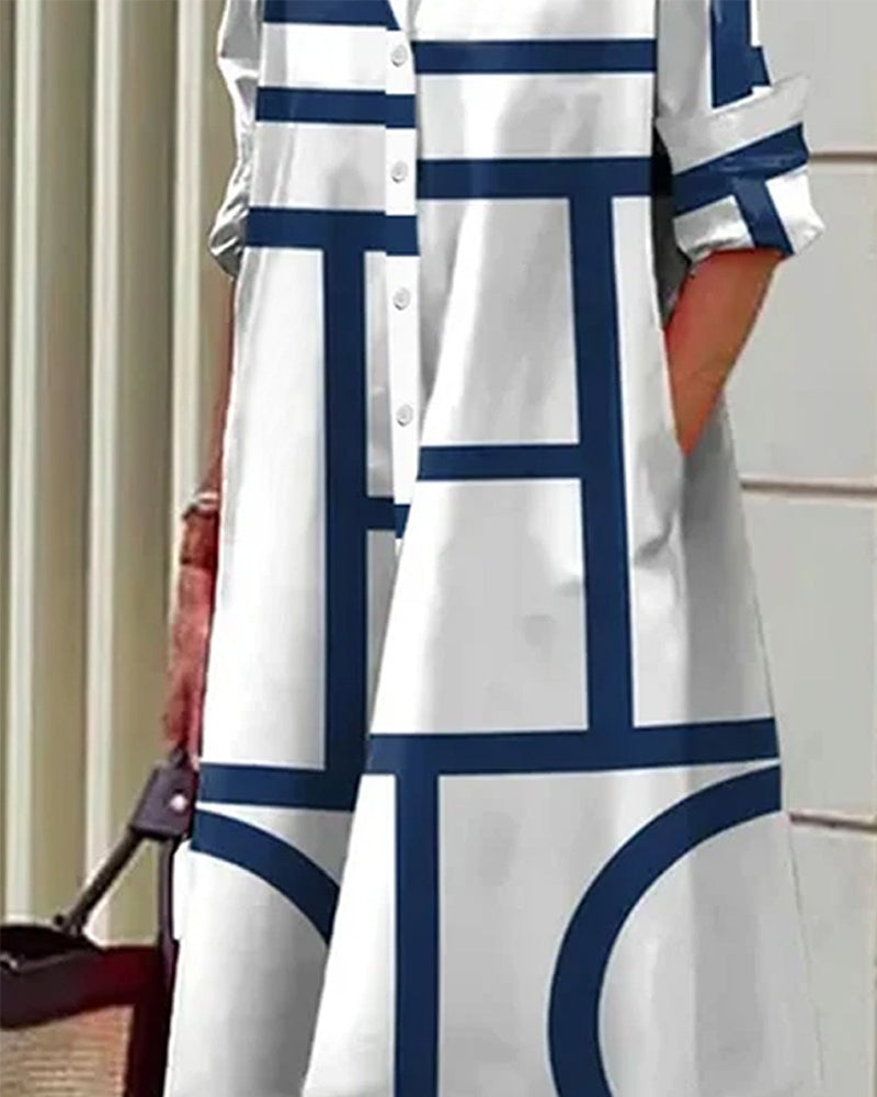 Estelle - Robe Imprimée Géométrique - Coupe Fluide - Femme
